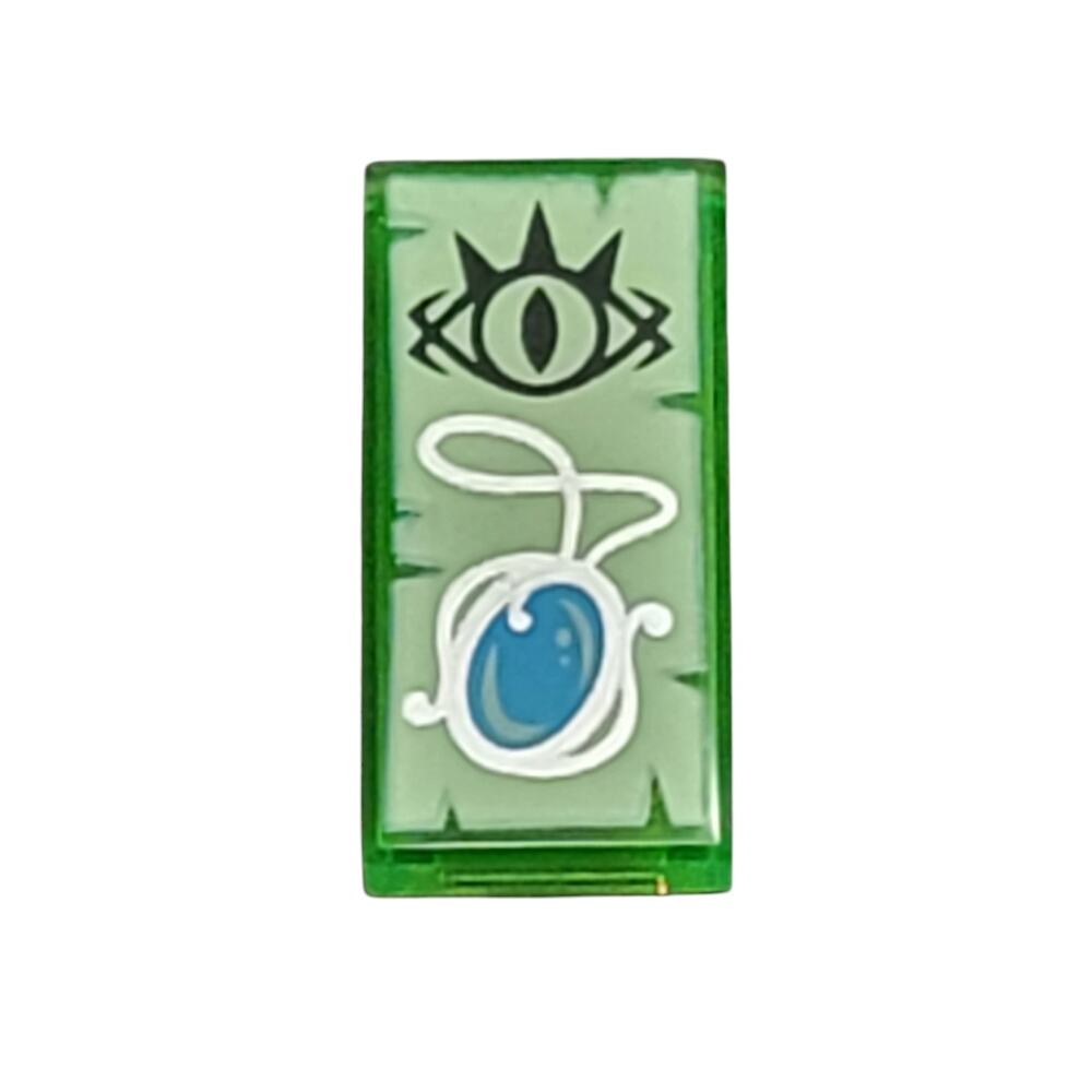 LEGO Goblin Eye Necklace Tile 1x2 Trans Green 3069pb0556‎ Elves Decorated Parts